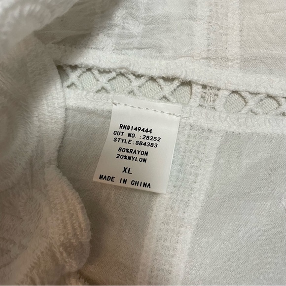 NWT New Amber Skies White Embroidered Boho Top Size XL - Picture 8 of 10